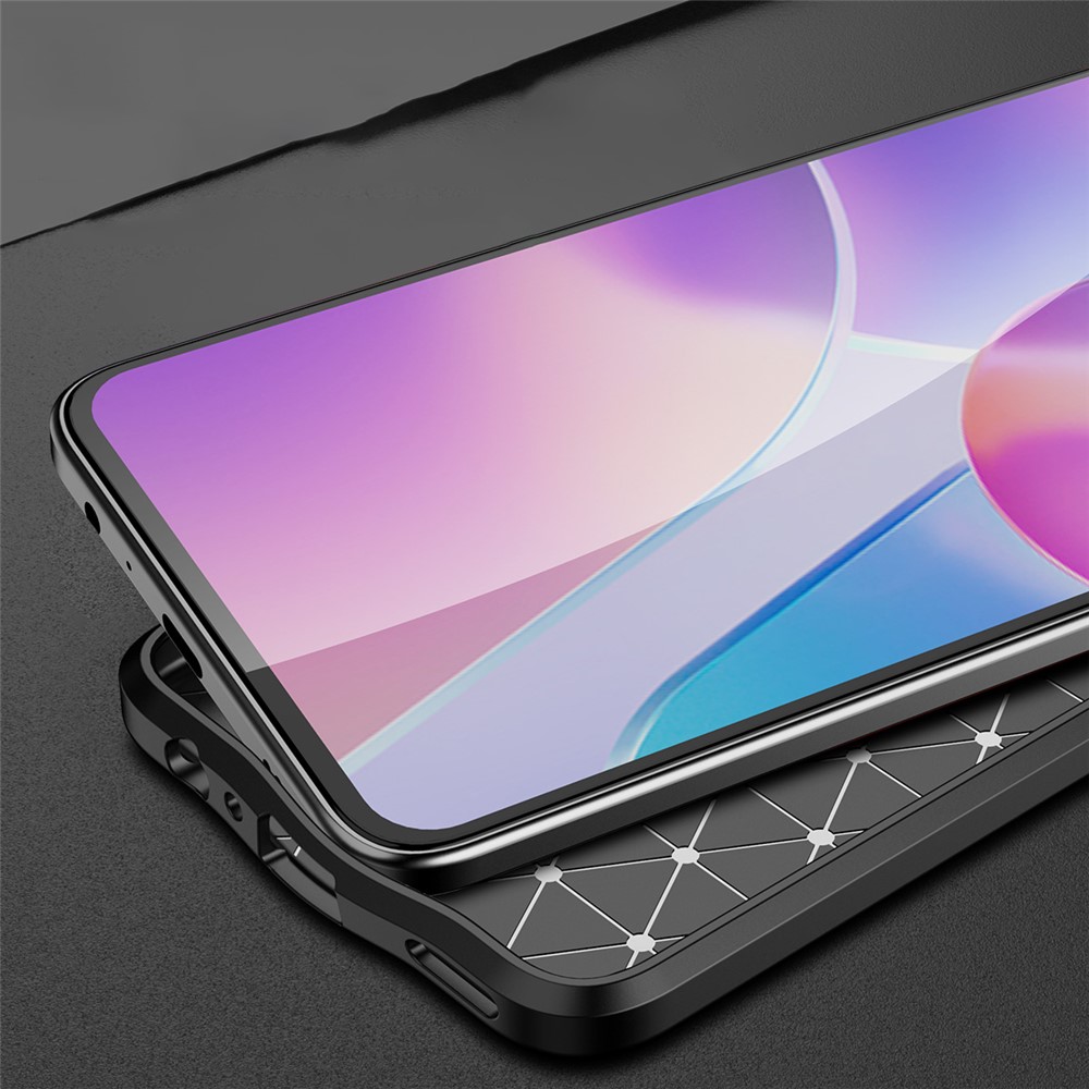 Carbon Fiber Texture Shock-Absorption Flexible TPU Protective Phone Case for Honor X30i - Black-3