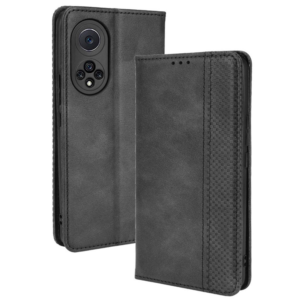 Anti-dust Retro Textured Surface Phone Leather Case Wallet Stand Protective Cover for Huawei nova 9 Pro / Honor 50 Pro - Black-1