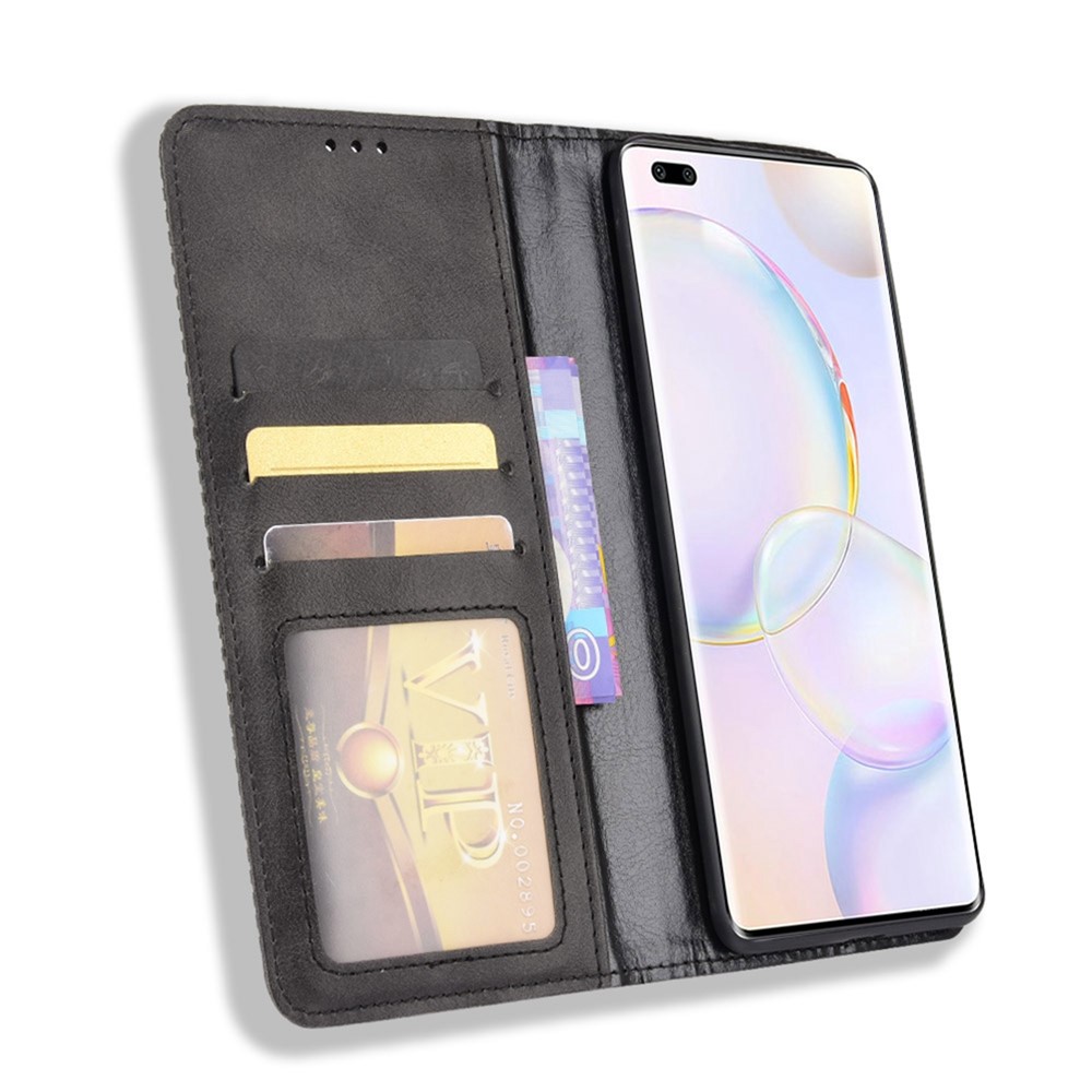 Anti-dust Retro Textured Surface Phone Leather Case Wallet Stand Protective Cover for Huawei nova 9 Pro / Honor 50 Pro - Black-4