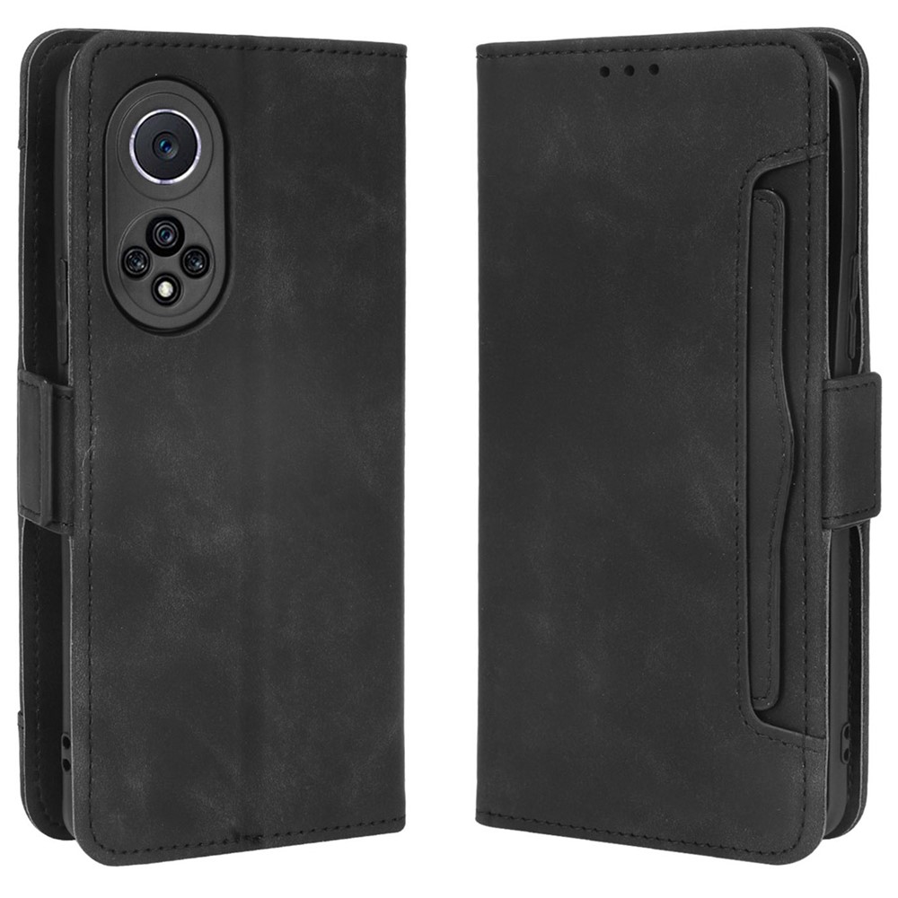 Special Phone Case Magnetic Closure Multiple Card Slots Design PU Leather Wallet Phone Cover for Huawei nova 9 Pro / Honor 50 Pro - Black-1