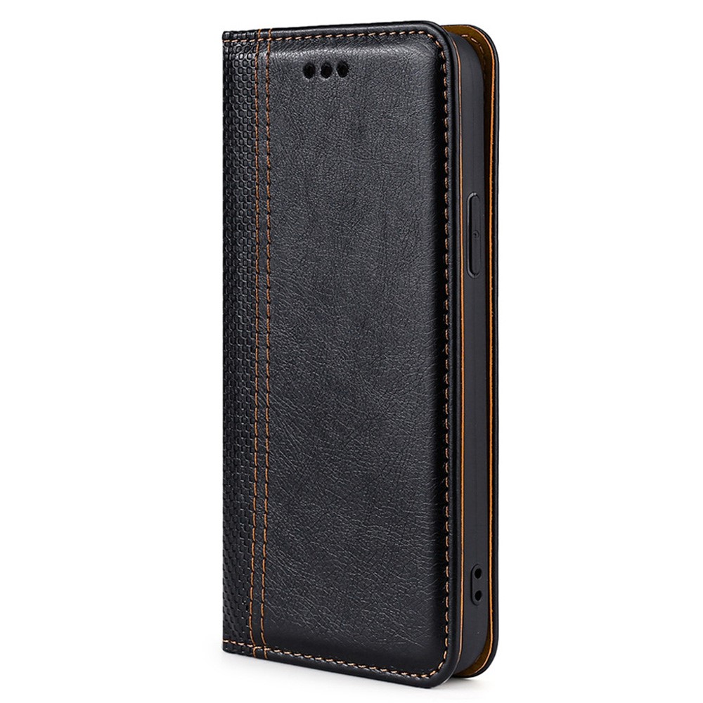 Plaid Pattern Splicing PU Leather Stand Card Slot Auto Magnetic Closed Anti-scratch Anti-fall Case Cover for Honor 50 SE - Black-3