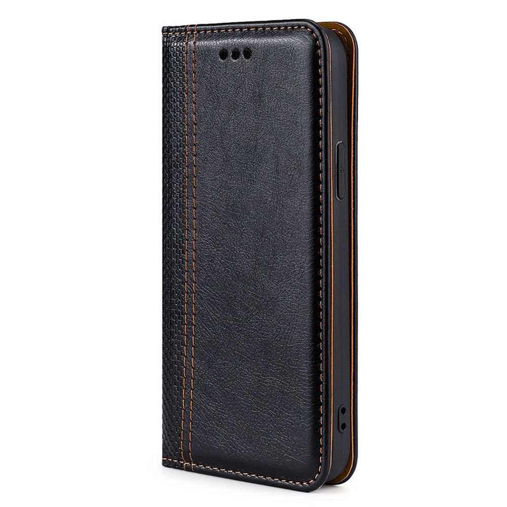 Plaid Pattern Splicing Well-protected Stylish PU Leather Stand Card Slot Auto Magnetic Closed Case Shell for Honor 50 - Black-3