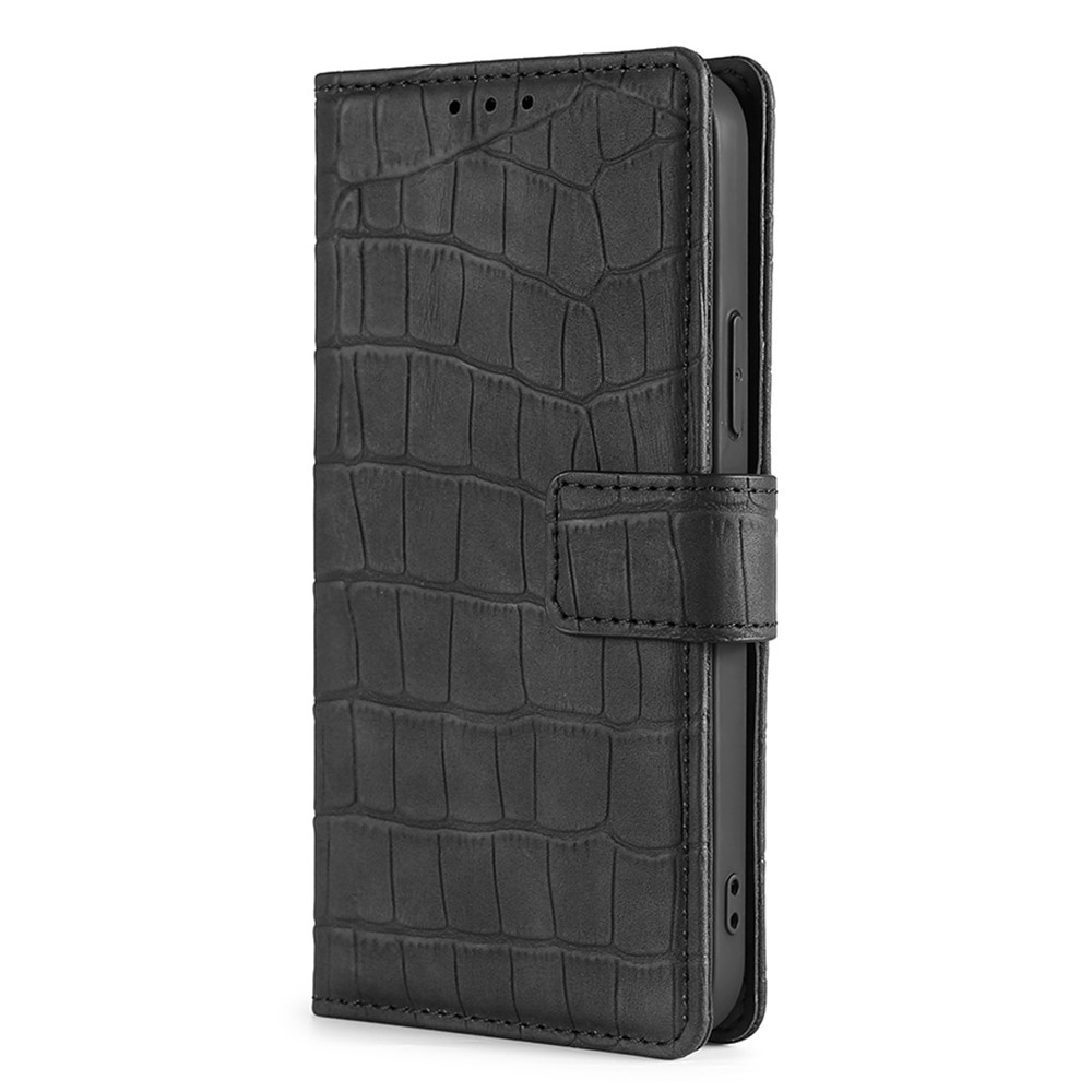 Crocodile Texture Stylish Anti-scratch PU Leather Wallet Hands-Free Stand Magnetic Flip Folio Case for Honor 50 - Black-3
