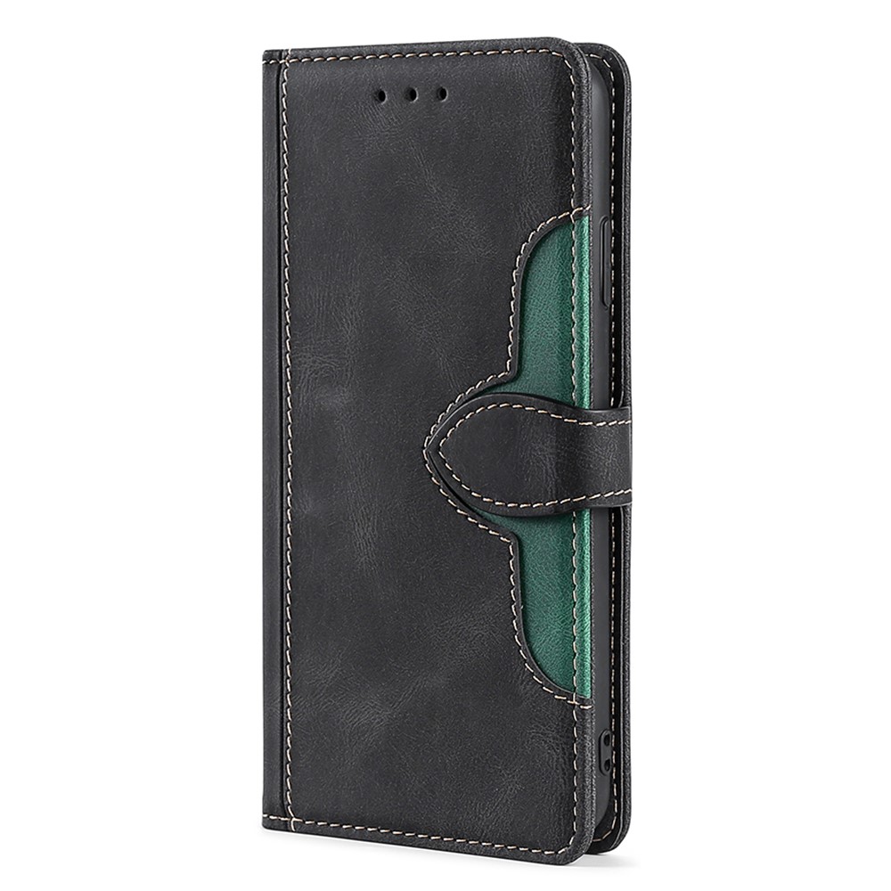 Bi-color Stylish Well-protected Wallet Magnetic Clasp PU Leather and TPU Phone Case Cover with Stand for Honor 50 Pro - Black-3