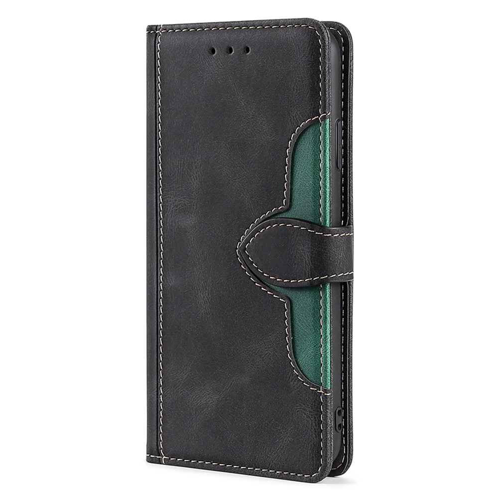 Bi-color Magnetic Clasp Anti-scratch Anti-shock PU Leather and TPU Phone Case Cover with Stand for Honor 50 - Black-3