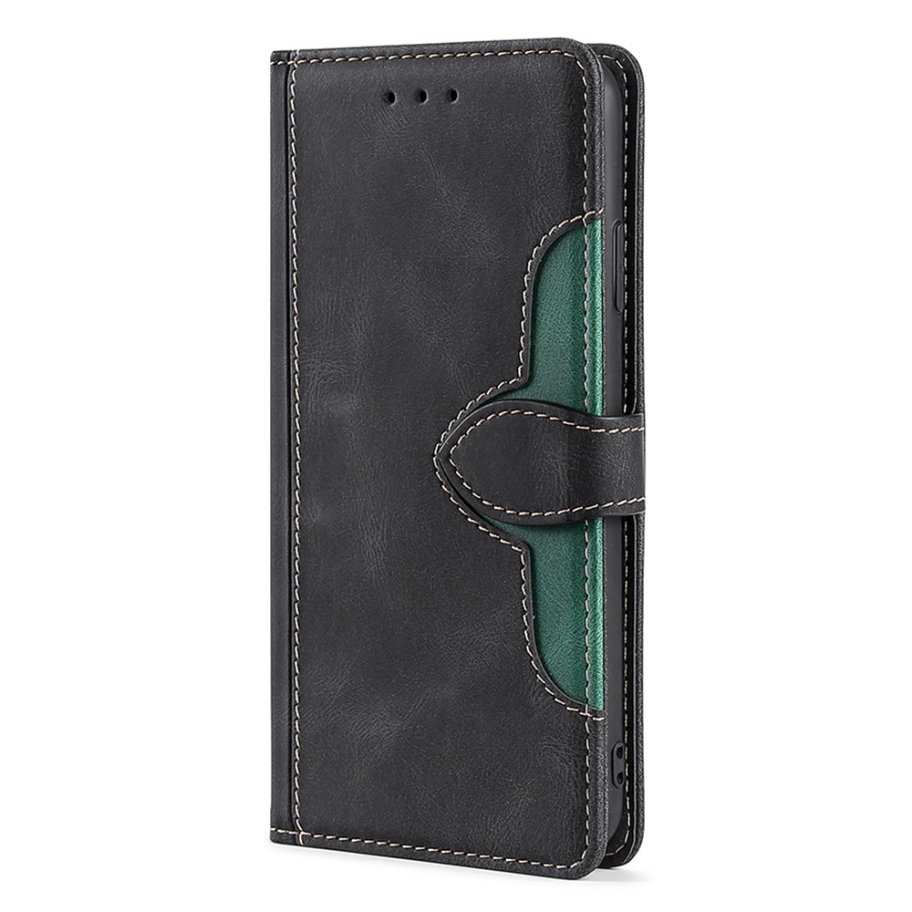 Bi-color Magnetic Clasp Anti-drop Shockproof PU Leather and TPU Phone Case Shell with Stand for Honor 50 SE - Black-3