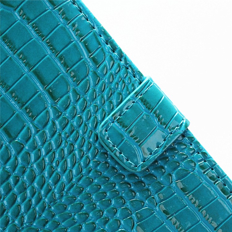 Crocodile Grain Leather Wallet Stand Case for Huawei Honor 8 with Handy Strap - Blue-7