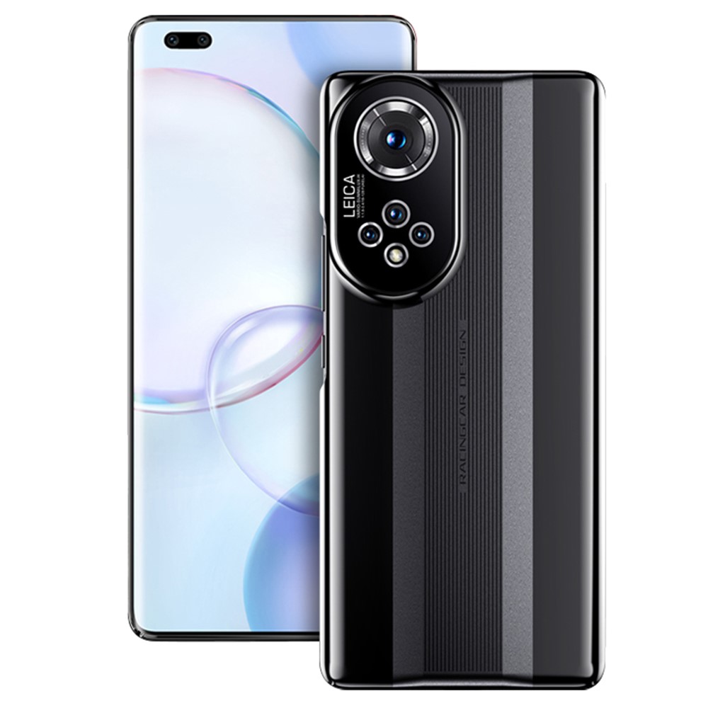 Glossy Hard PC Shock-Absorbing Slim Protective Phone Cover for Honor 50 Pro - Black-1
