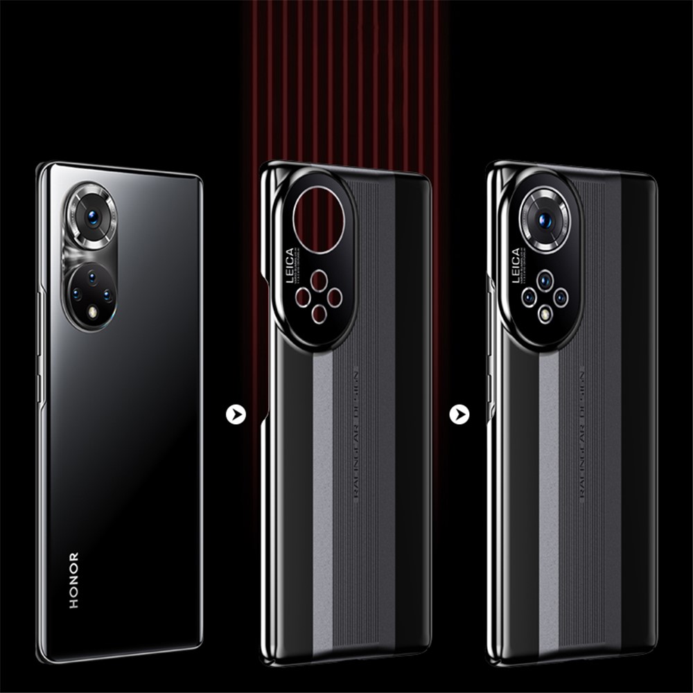 Glossy Hard PC Shock-Absorbing Slim Protective Phone Cover for Honor 50 Pro - Black-7