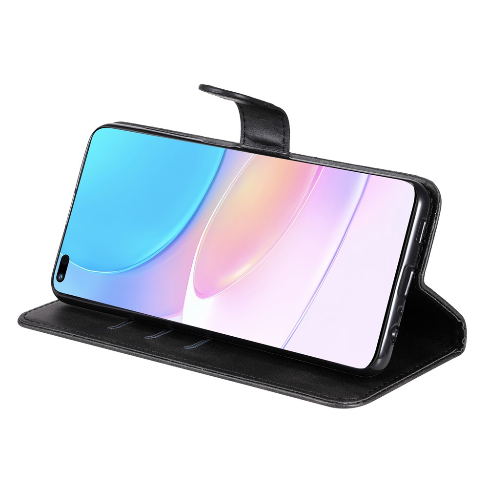 Zippered Pocket PU Leather Case Wallet Stand Design Phone Case for Huawei nova 8i/Honor 50 Lite - Black-5