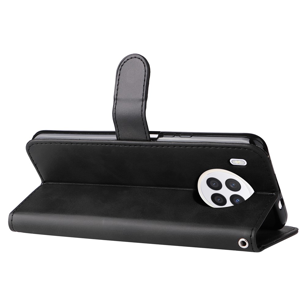 Zippered Pocket PU Leather Case Wallet Stand Design Phone Case for Huawei nova 8i/Honor 50 Lite - Black-9