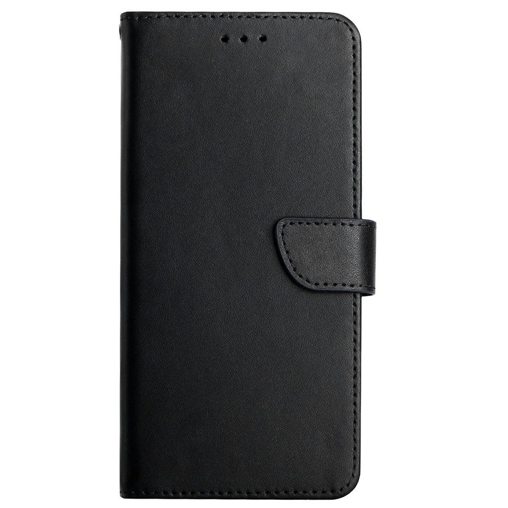 For Huawei P30 Pro Solid Color Genuine Leather Nappa Texture Magnetic Closure Stand Wallet Case Flip Phone Shell - Black-8
