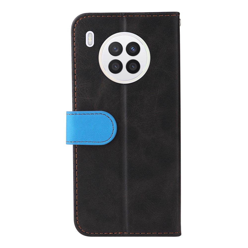 Business Style Splicing Dual-color Stand Wallet Design All-round Protection Phone Shell Case for Huawei nova 8i/Honor 50 Lite 5G - Blue-3