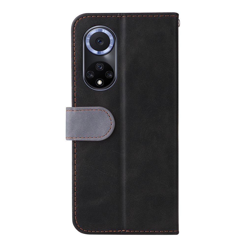 Well-protected Business Style Dual-color Splicing Wallet Design Phone Case with Stand for Huawei nova 9/Honor 50 - Grey-3