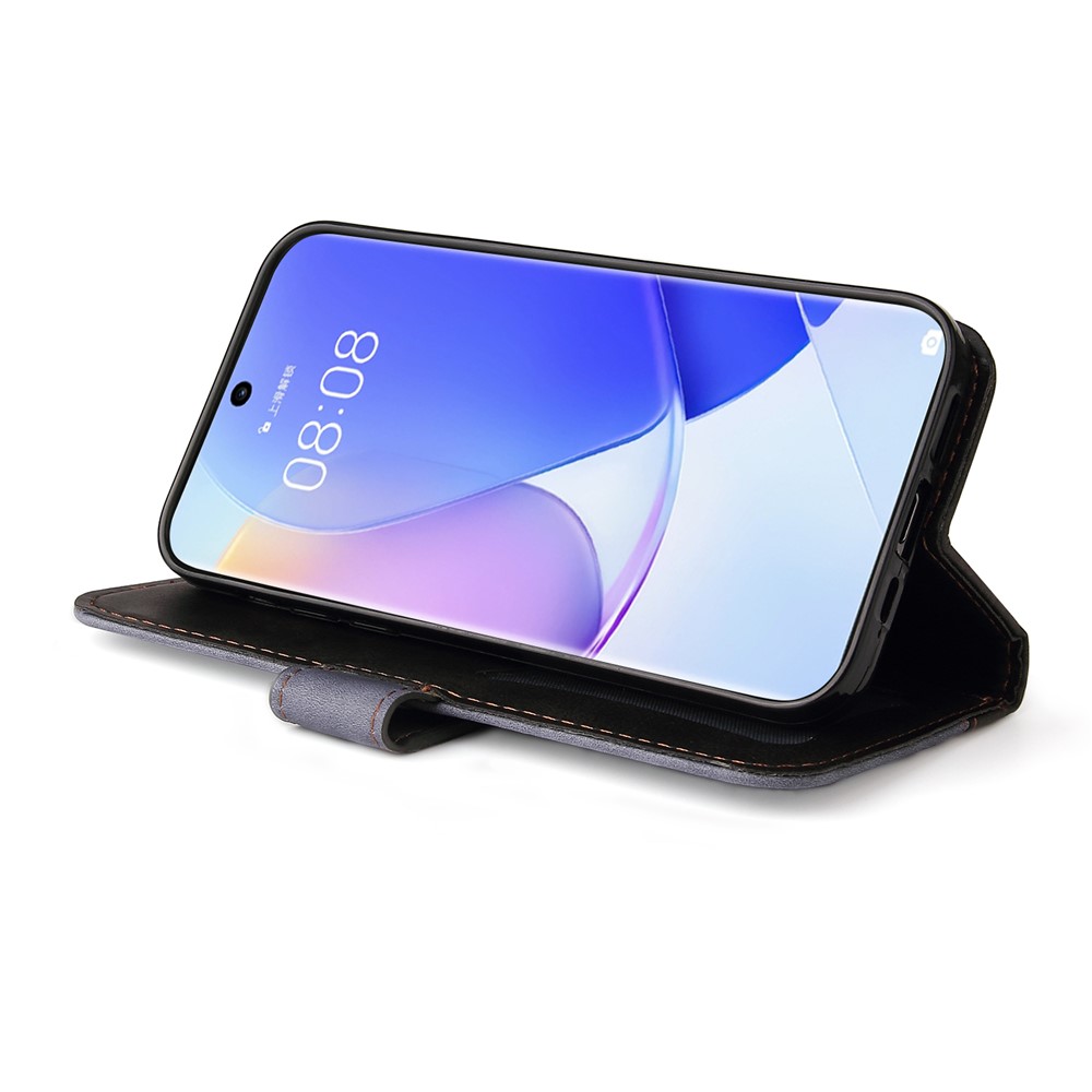 Well-protected Business Style Dual-color Splicing Wallet Design Phone Case with Stand for Huawei nova 9/Honor 50 - Grey-6