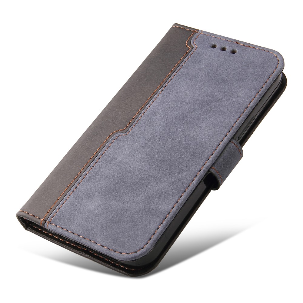 Well-protected Business Style Dual-color Splicing Wallet Design Phone Case with Stand for Huawei nova 9/Honor 50 - Grey-7
