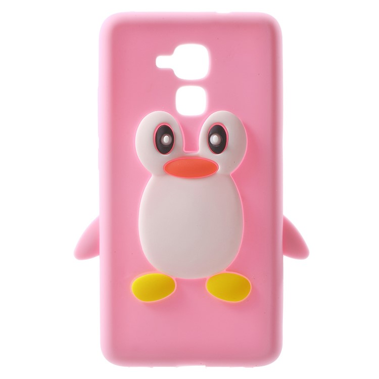 3D Penguin Flex Silicone Back Case for Huawei Honor 5c / GT3 - Pink-1