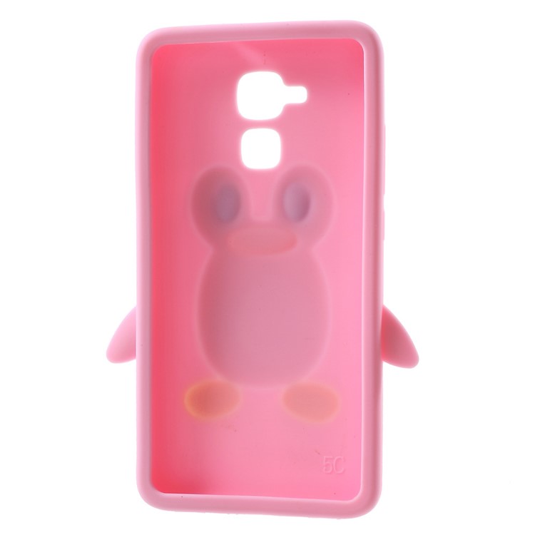 3D Penguin Flex Silicone Back Case for Huawei Honor 5c / GT3 - Pink-3