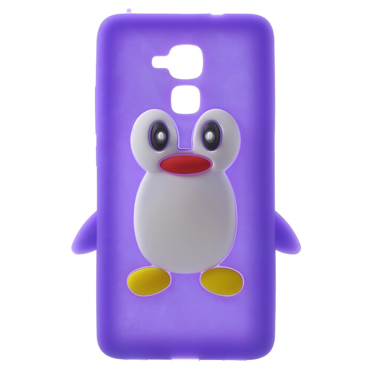 3D Penguin Silicone Phone Case for Huawei Honor 5c / GT3 - Purple-1