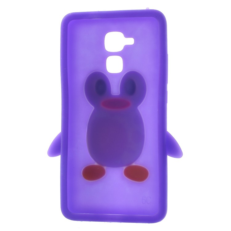 3D Penguin Silicone Phone Case for Huawei Honor 5c / GT3 - Purple-3
