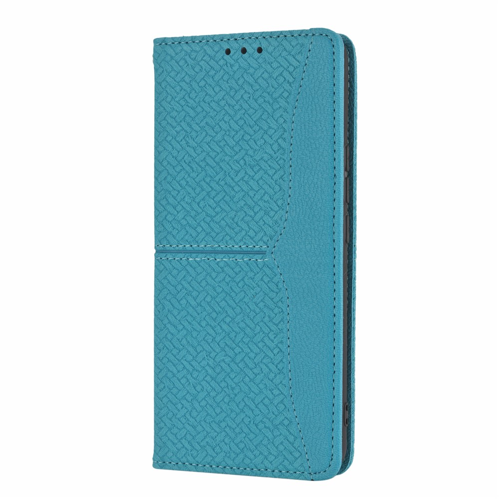 For Honor 50 Supporting Stand Anti-fall Lightweight Woven Texture Wallet Wrist Strap Leather Cover Case - Blue-2