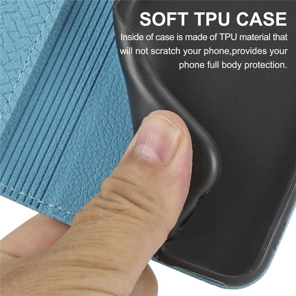 For Honor 50 Supporting Stand Anti-fall Lightweight Woven Texture Wallet Wrist Strap Leather Cover Case - Blue-9