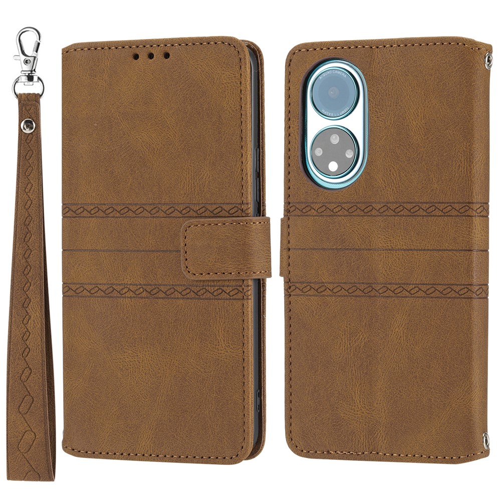 For Honor 50 Lightweight Flip Mobile Case Scratch-resistant Stylish PU Leather+TPU Wallet Phone Cover - Brown-1