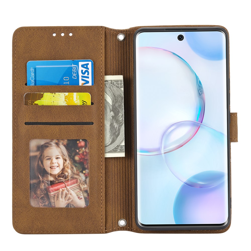 For Honor 50 Lightweight Flip Mobile Case Scratch-resistant Stylish PU Leather+TPU Wallet Phone Cover - Brown-4
