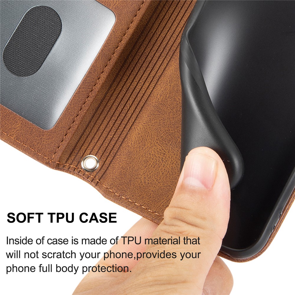 For Honor 50 Lightweight Flip Mobile Case Scratch-resistant Stylish PU Leather+TPU Wallet Phone Cover - Brown-8