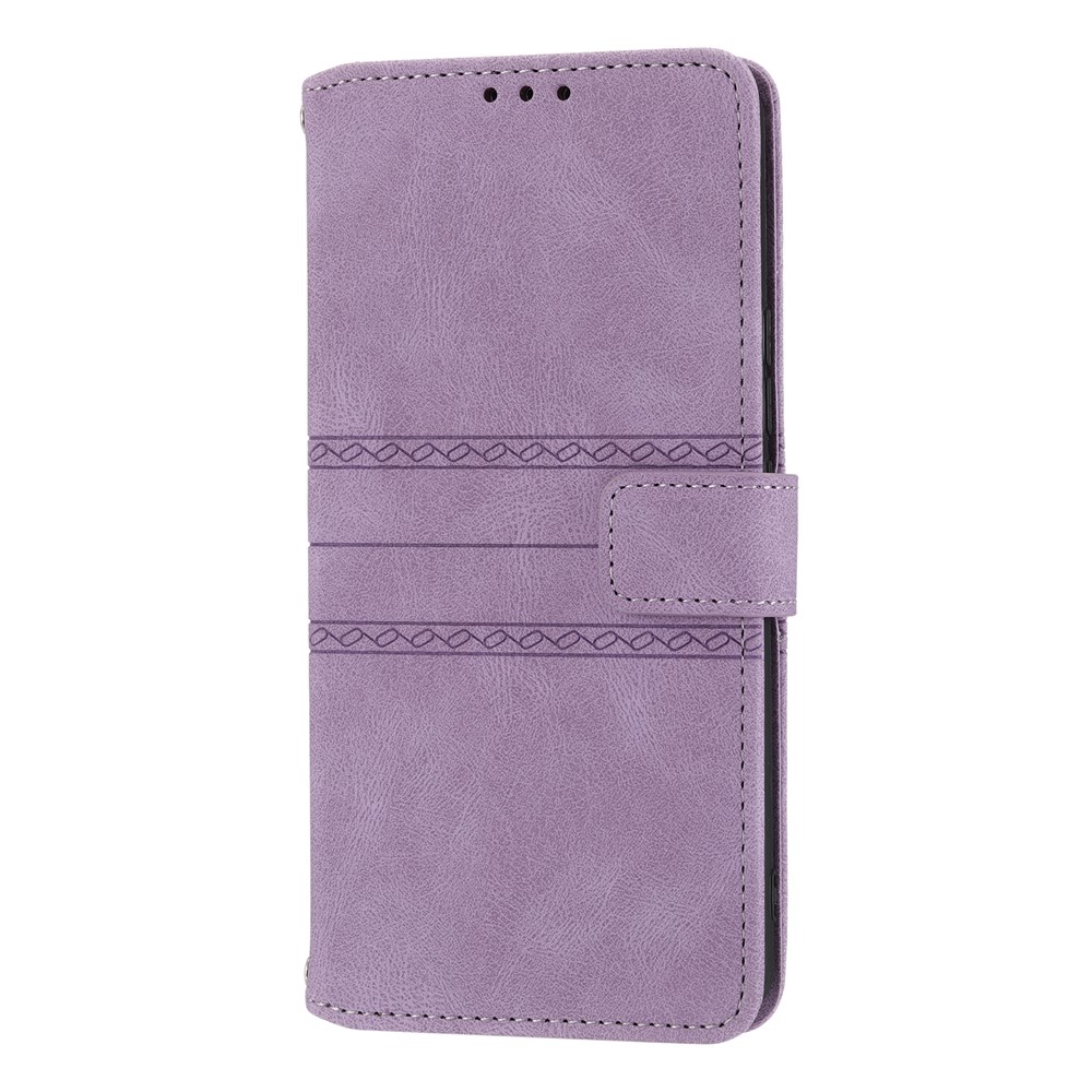 Stand Design Imprinted Pattern Flip Cover For Honor 50 SE Fashionable Stylish PU Leather+TPU Wallet Phone Case - Light Purple-2
