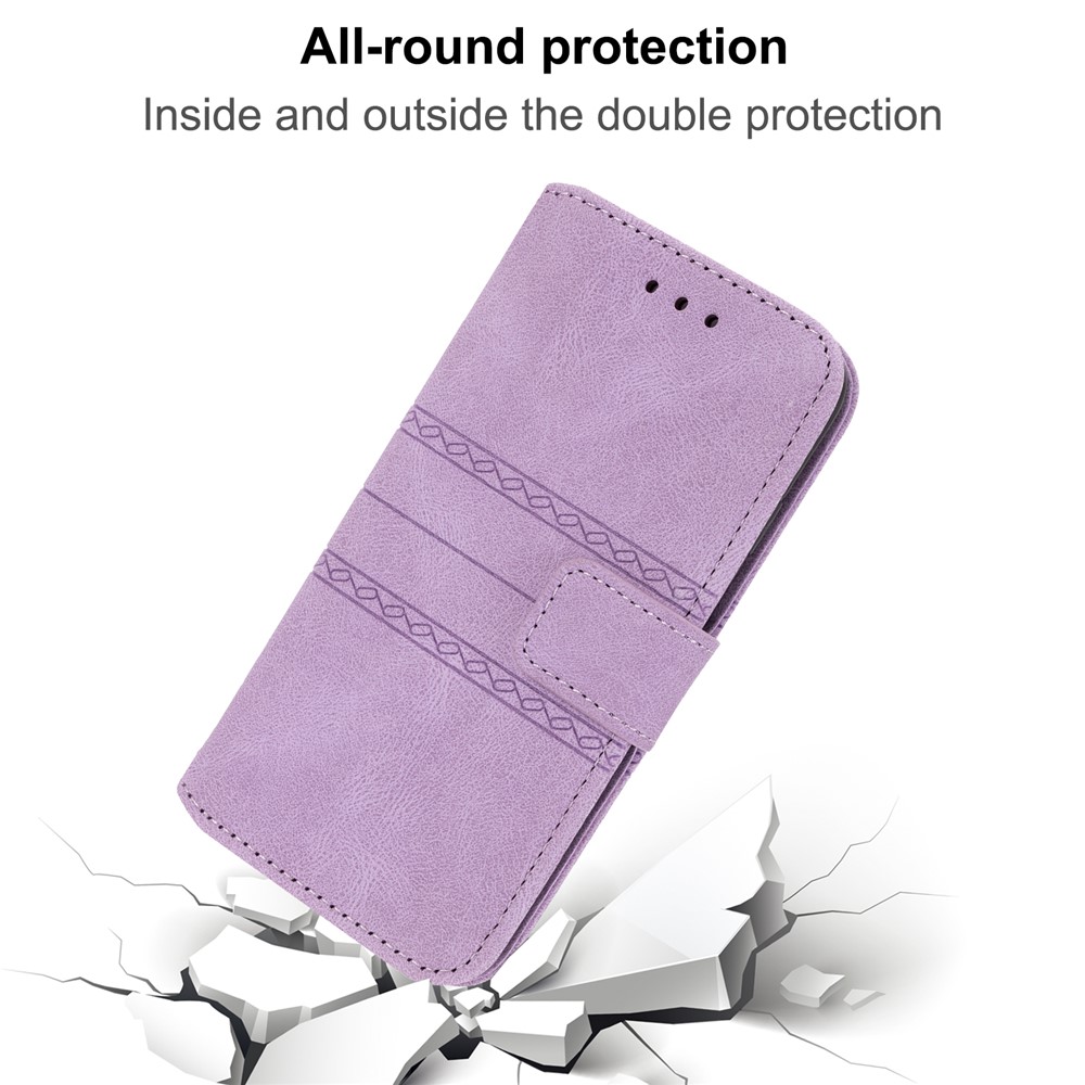 Stand Design Imprinted Pattern Flip Cover For Honor 50 SE Fashionable Stylish PU Leather+TPU Wallet Phone Case - Light Purple-9