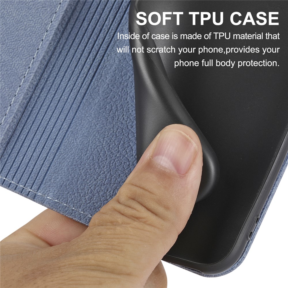 Shockproof Magnetic Flip Cover Woven Texture Wallet Wrist Strap Leather Case with Stand for Honor 50 Pro - Grey-9