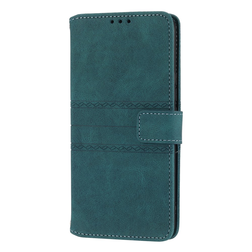 Imprinted Pattern PU Leather+TPU Phone Shell Stylish Wallet Phone Case Cover with Stand for Honor 50 Pro - Blackish Green-2