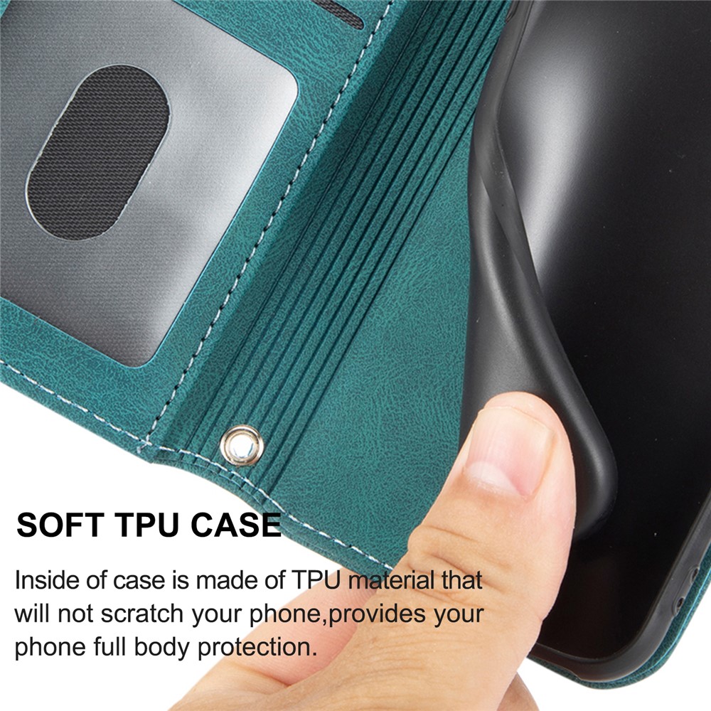 Imprinted Pattern PU Leather+TPU Phone Shell Stylish Wallet Phone Case Cover with Stand for Honor 50 Pro - Blackish Green-8