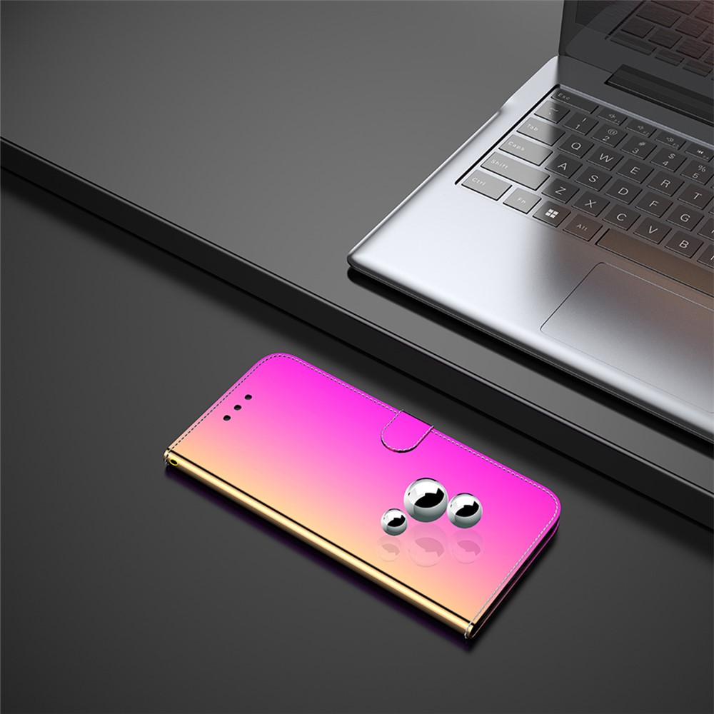 Handy Strap Design PU Leather Mirror-like Surface Wallet Stand Phone Cover Shell for Honor 50 Lite / Huawei nova 8i - Rose-11