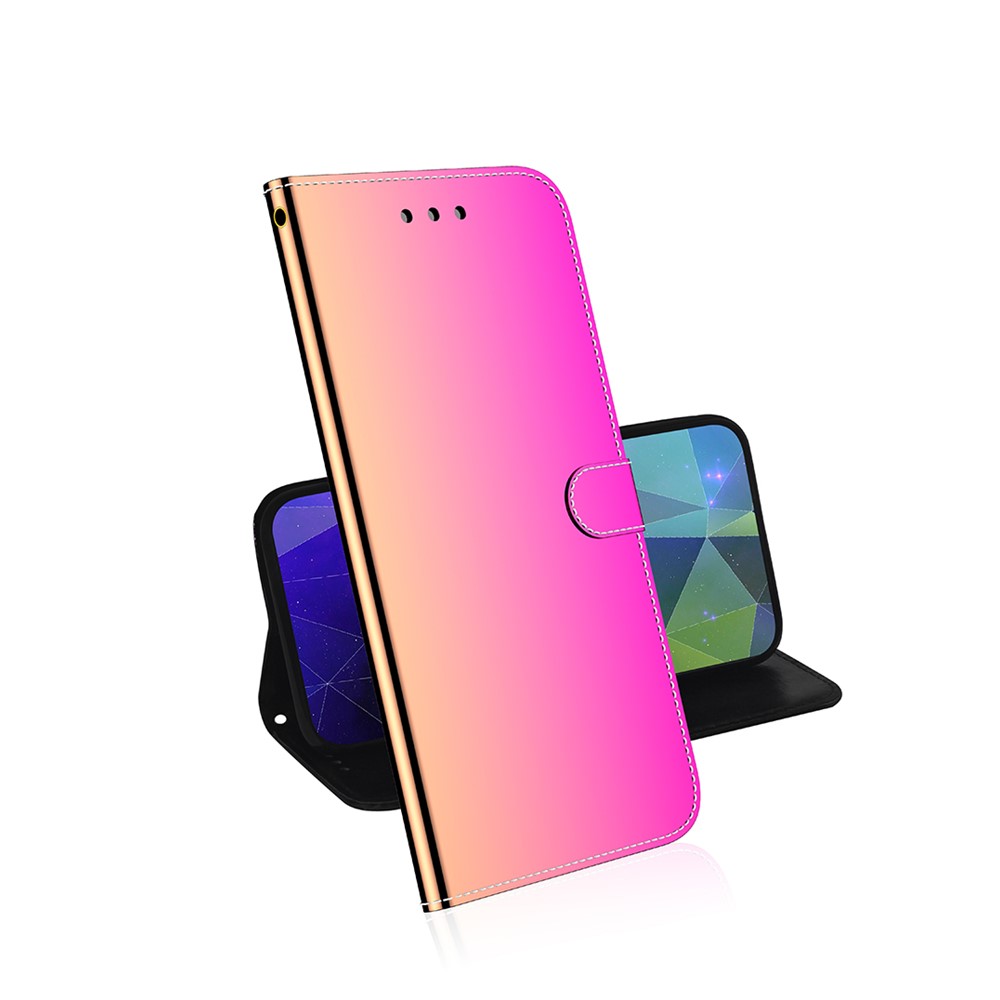 Handy Strap Design PU Leather Mirror-like Surface Wallet Stand Phone Cover Shell for Honor 50 Lite / Huawei nova 8i - Rose-9