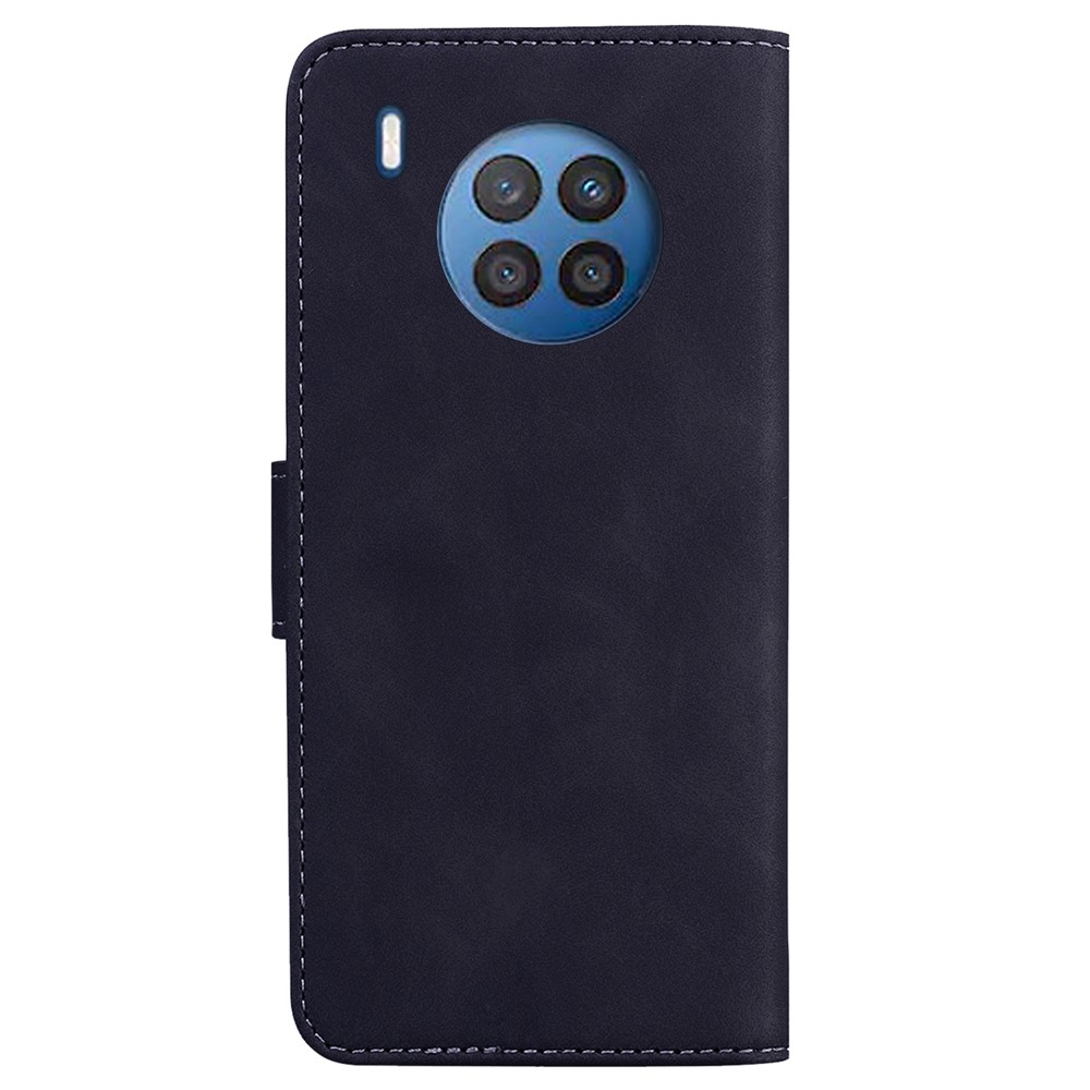Solid Color Shockproof Phone Cover PU Leather Stand Wallet Flip Case for Huawei nova 8i/Honor 50 Lite - Black-3
