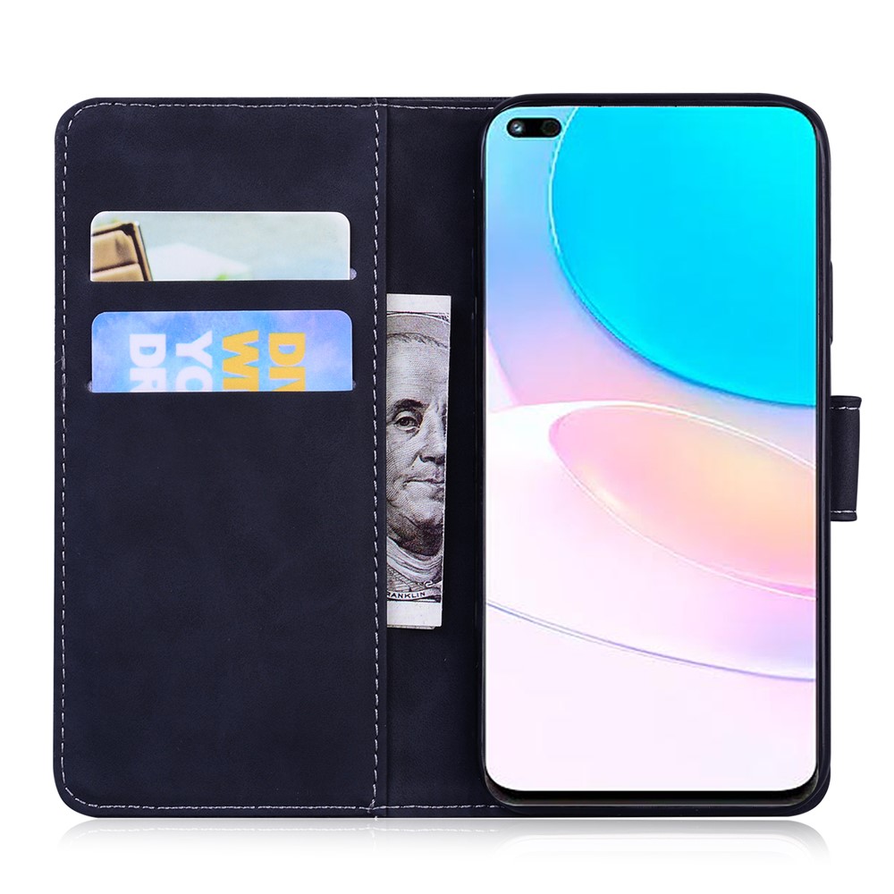 Solid Color Shockproof Phone Cover PU Leather Stand Wallet Flip Case for Huawei nova 8i/Honor 50 Lite - Black-4