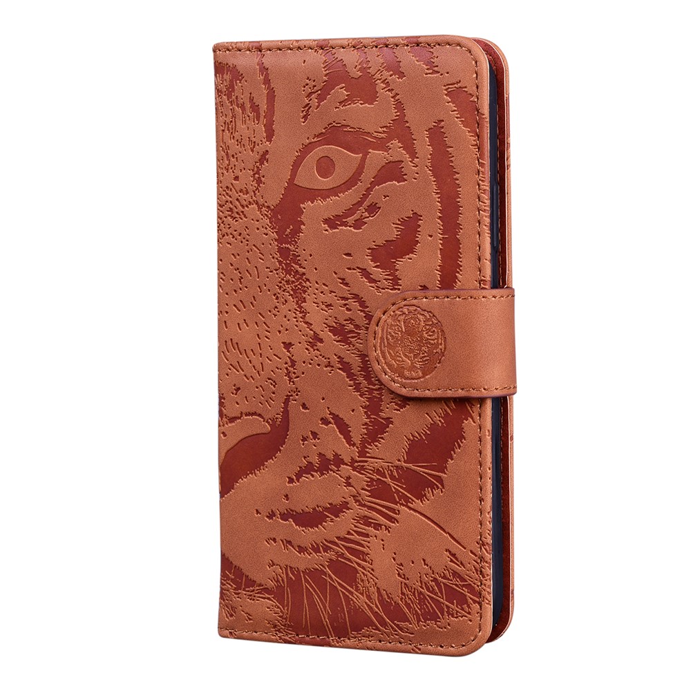 Tiger Pattern Imprinted Horizontal Flip PU Leather Case Magnetic Clasp Stand Wallet Phone Cover for Huawei nova 8i / Honor 50 Lite - Brown-2