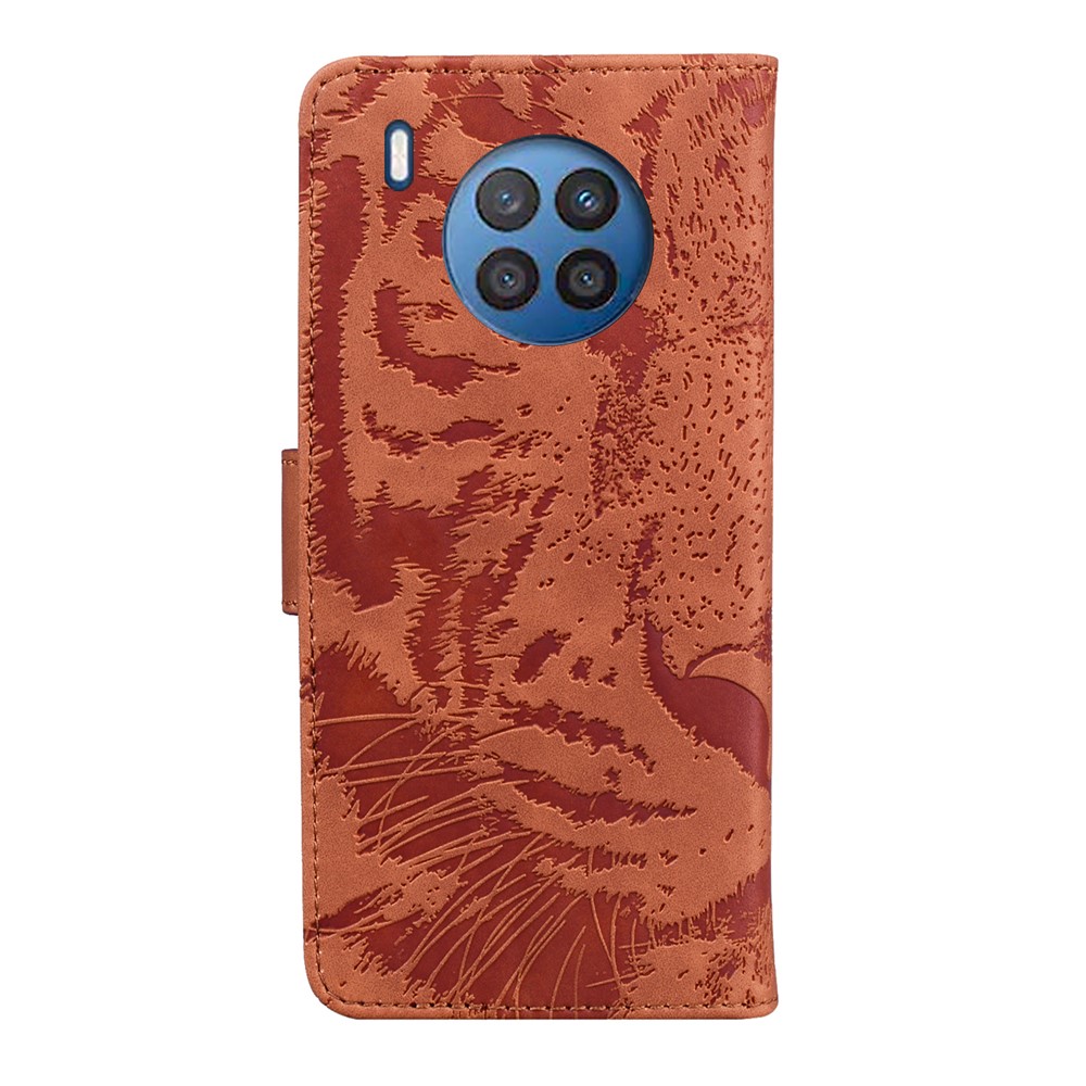 Tiger Pattern Imprinted Horizontal Flip PU Leather Case Magnetic Clasp Stand Wallet Phone Cover for Huawei nova 8i / Honor 50 Lite - Brown-3