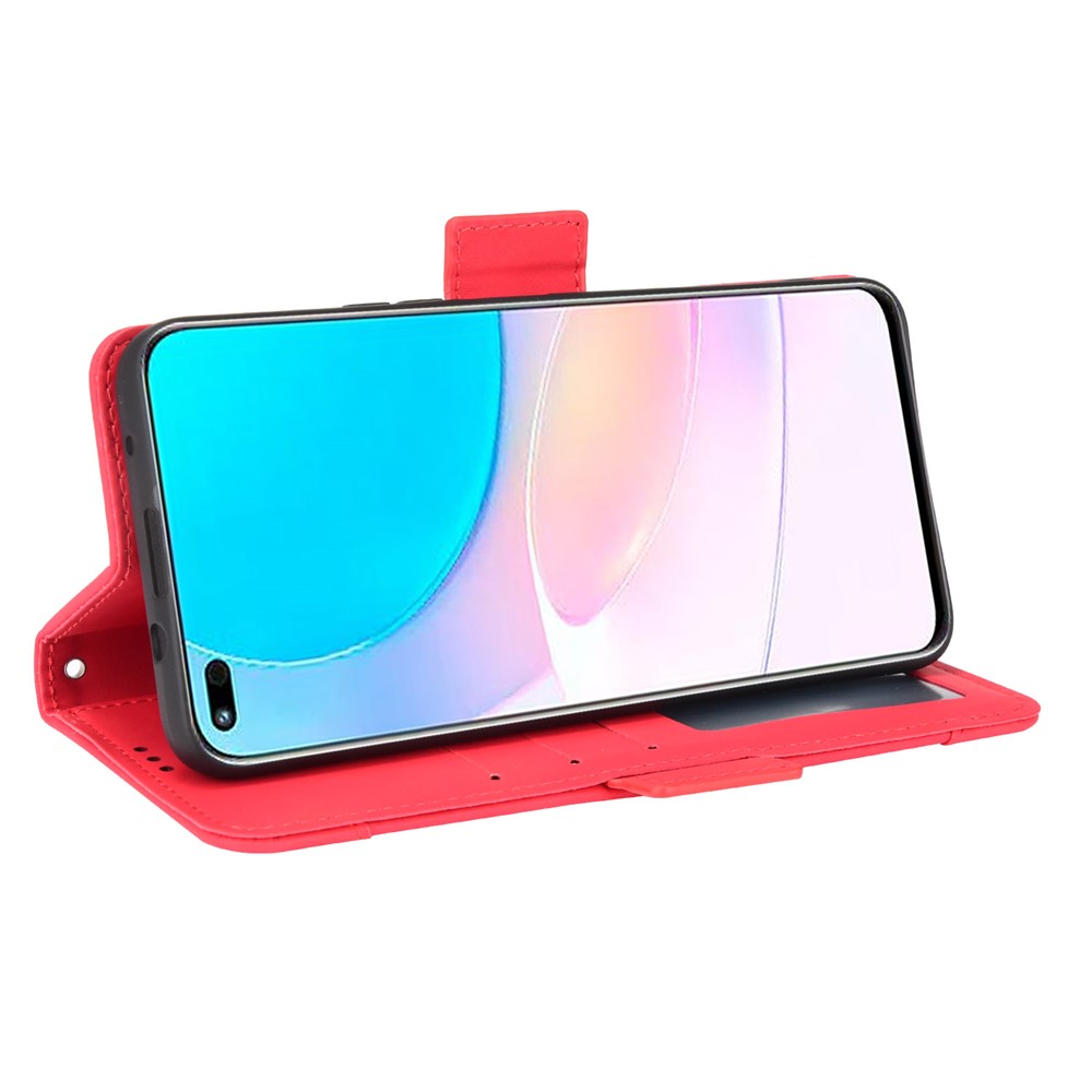 For Huawei nova 8i/Honor 50 Lite Shockproof Magnetic Closure Flip Case Multiple Card Slot Design PU Leather Wallet Phone Cover - Red-5