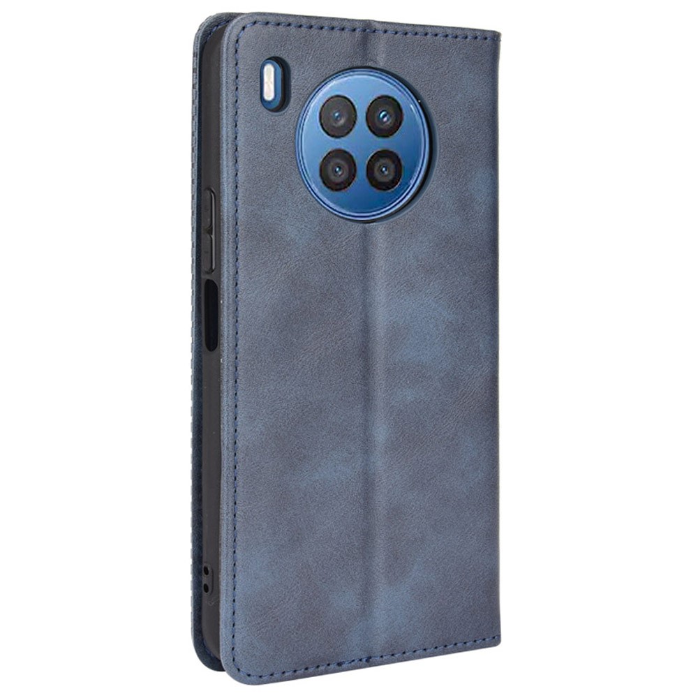 Mobile Phone Leather Case Retro Textured Wallet Stand Protective Cover for Huawei nova 8i/Honor 50 Lite - Blue-3