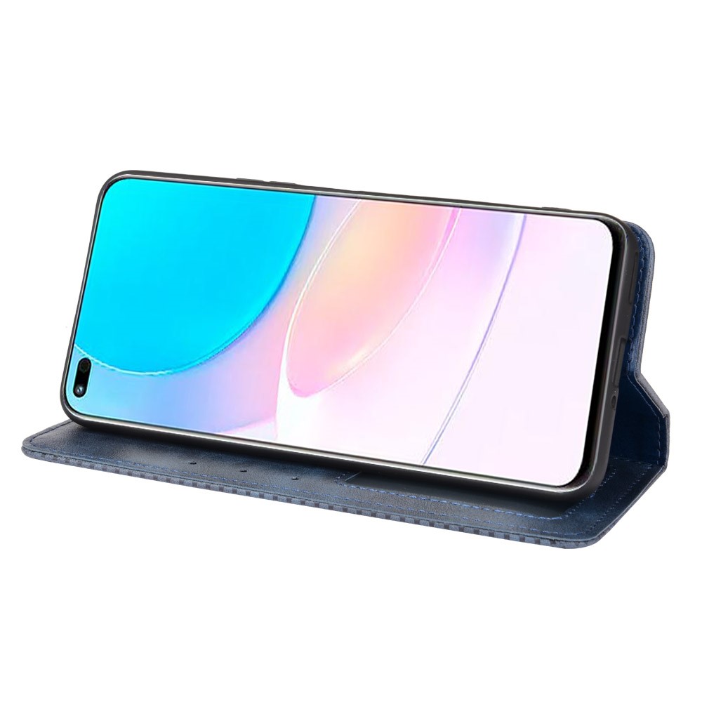 Mobile Phone Leather Case Retro Textured Wallet Stand Protective Cover for Huawei nova 8i/Honor 50 Lite - Blue-5