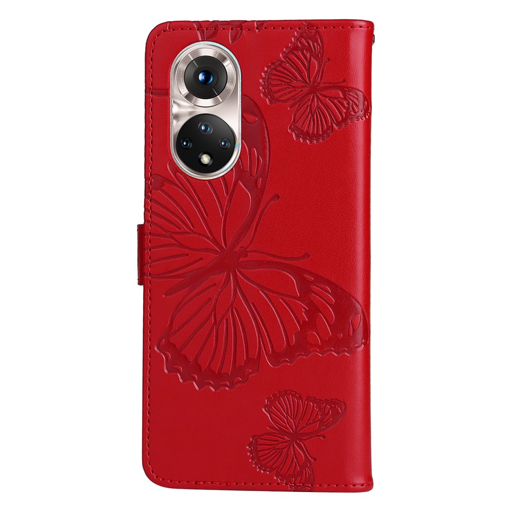 KT Imprimindo Série de Flores 2 PU PU Catura Magnética Casa de Catura de Stand Stand Padrão Borturafly Capa / Huawei Nova 9 - Vermelho-3