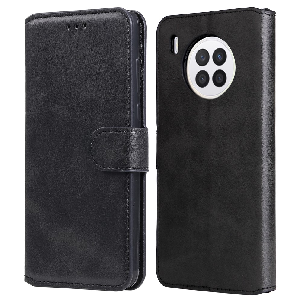 For Huawei nova 8i/Honor 50 Lite 5G Classic Stand Design Cover PU Leather Wallet Drop-proof Flip Phone Case Shell - Black-1