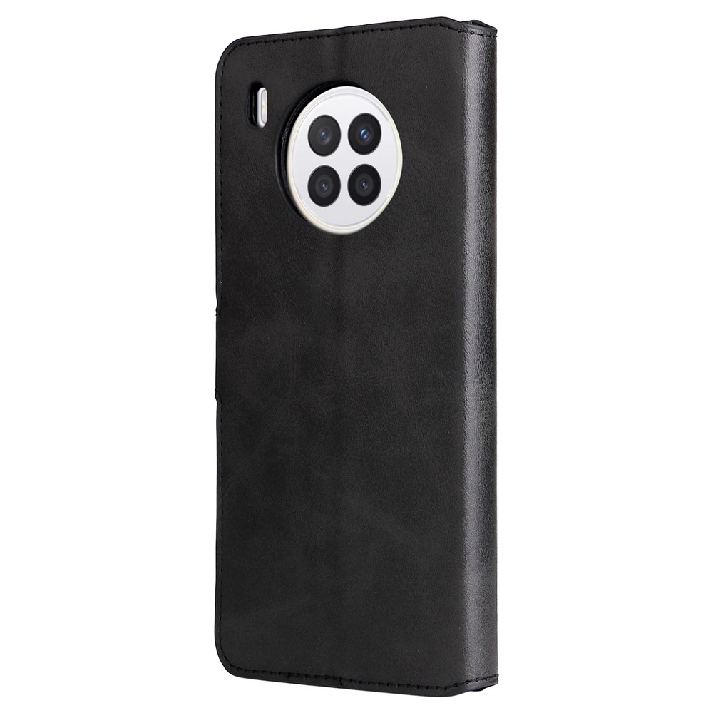 For Huawei nova 8i/Honor 50 Lite 5G Classic Stand Design Cover PU Leather Wallet Drop-proof Flip Phone Case Shell - Black-3