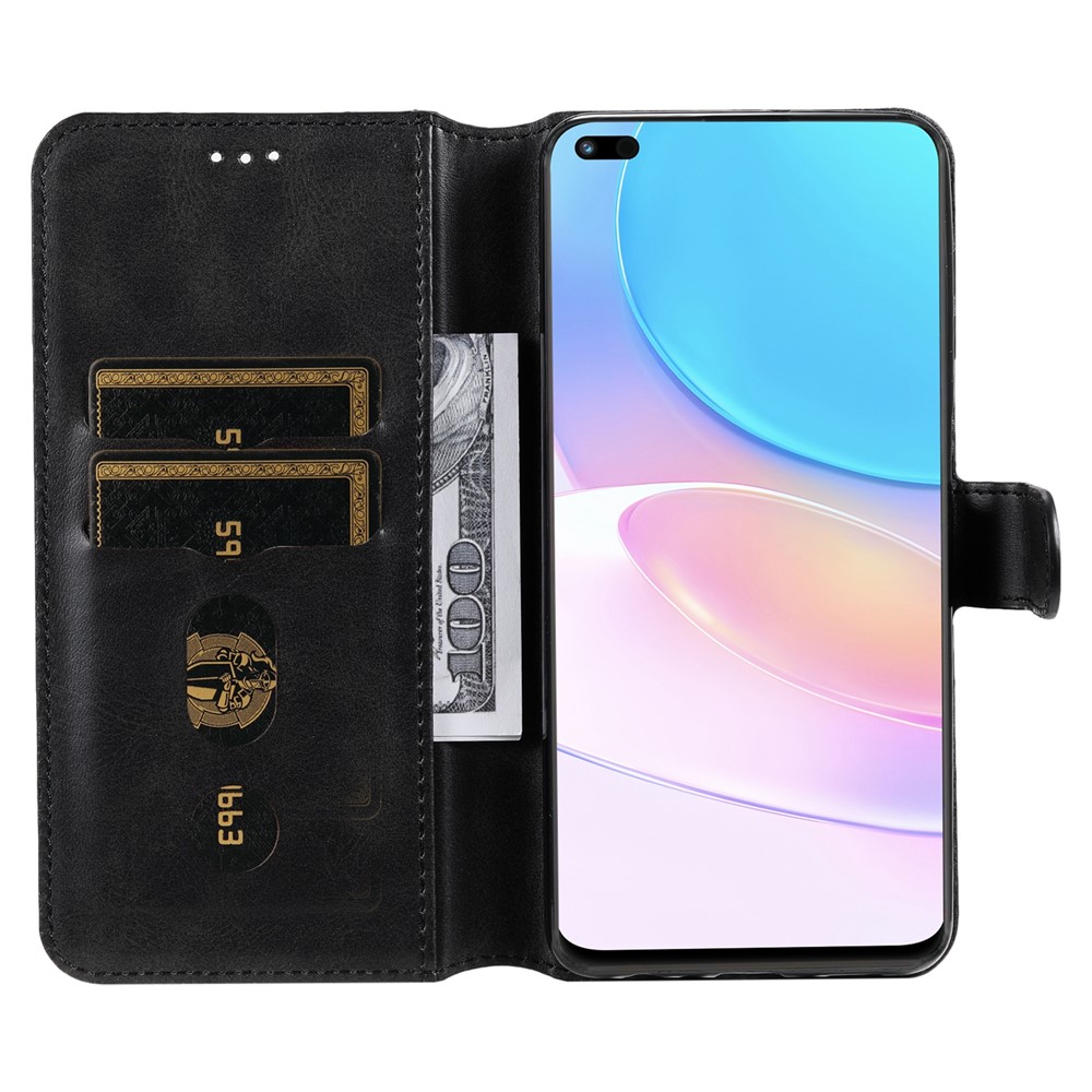 For Huawei nova 8i/Honor 50 Lite 5G Classic Stand Design Cover PU Leather Wallet Drop-proof Flip Phone Case Shell - Black-4