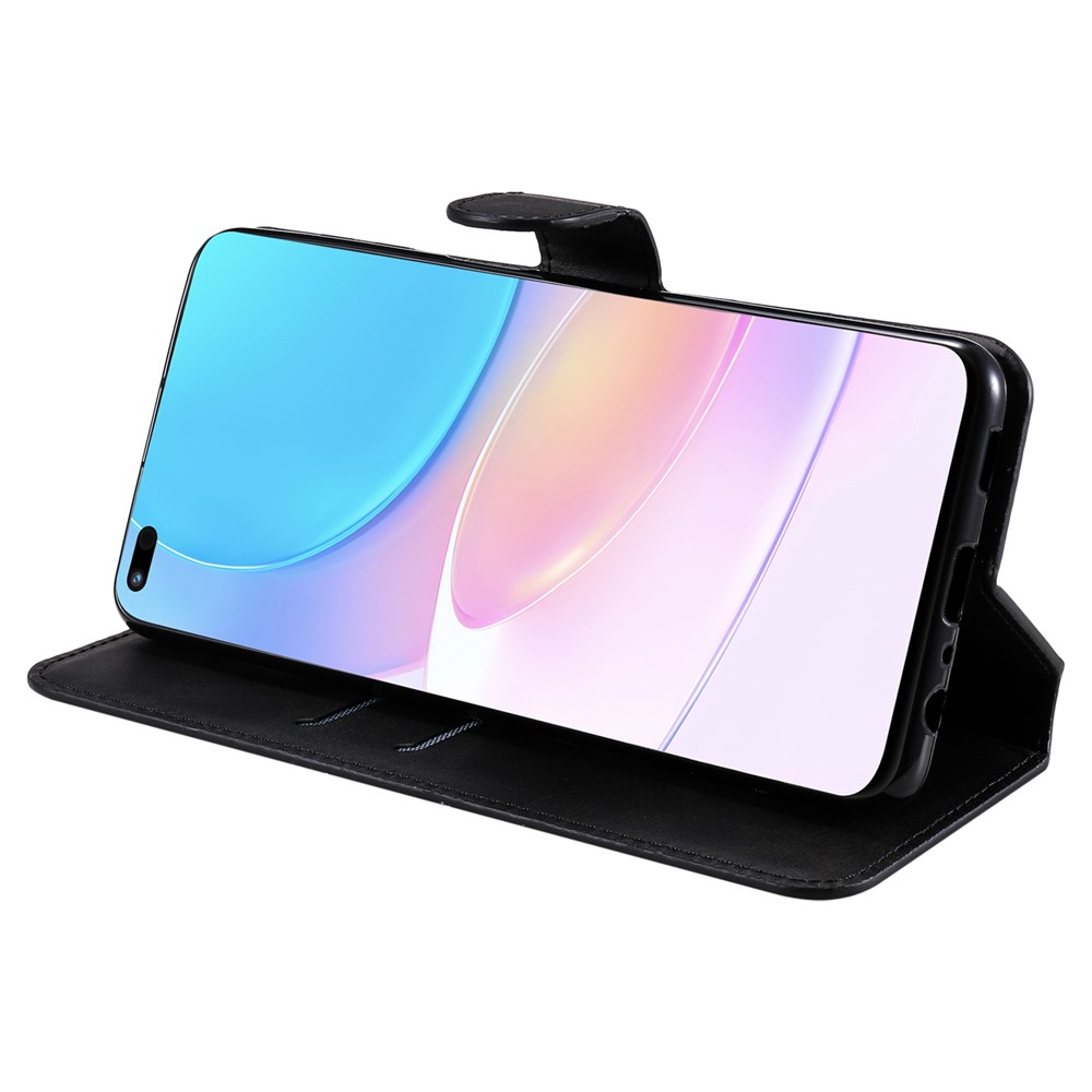 For Huawei nova 8i/Honor 50 Lite 5G Classic Stand Design Cover PU Leather Wallet Drop-proof Flip Phone Case Shell - Black-5