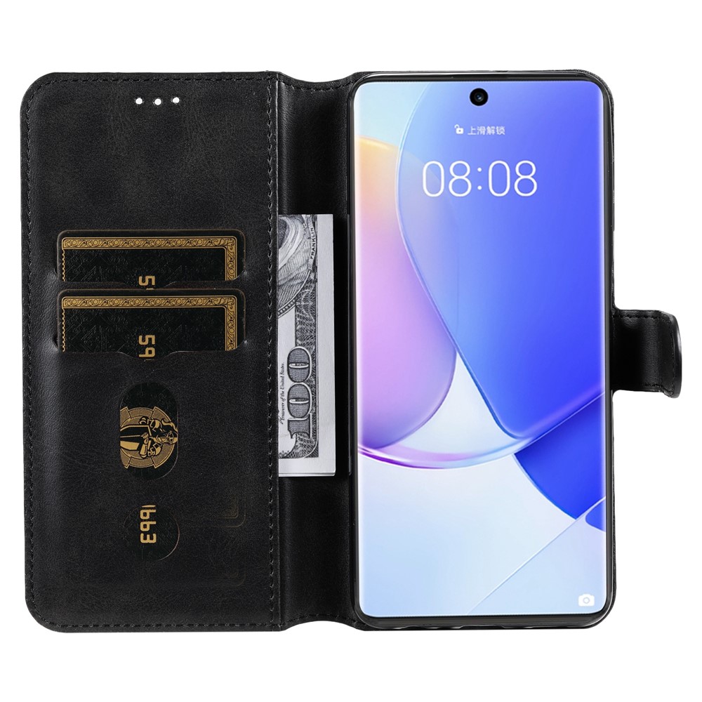 Impact-resistant Wallet Stand PU Leather + TPU Magnetic Clasp Phone Cover Case for Huawei nova 9/Honor 50 - Black-4