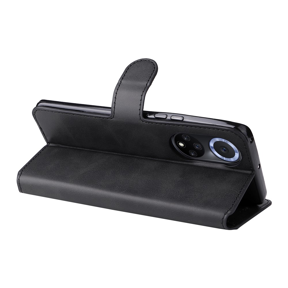 Impact-resistant Wallet Stand PU Leather + TPU Magnetic Clasp Phone Cover Case for Huawei nova 9/Honor 50 - Black-6